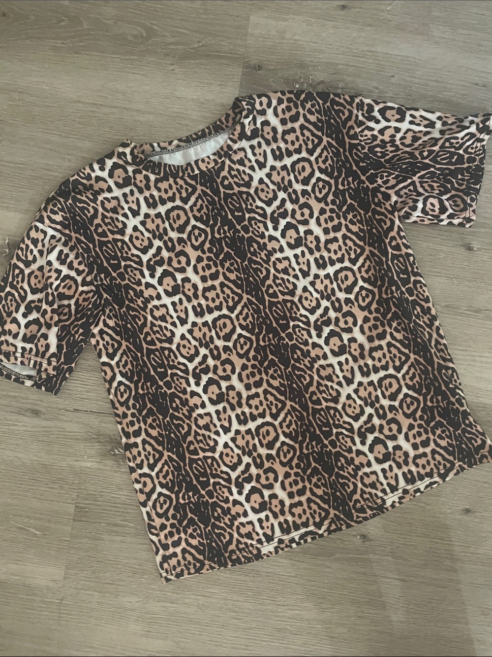 SHEIN Leopard Print Short Sleeve Tee - Brown & Black | Women Size Medium